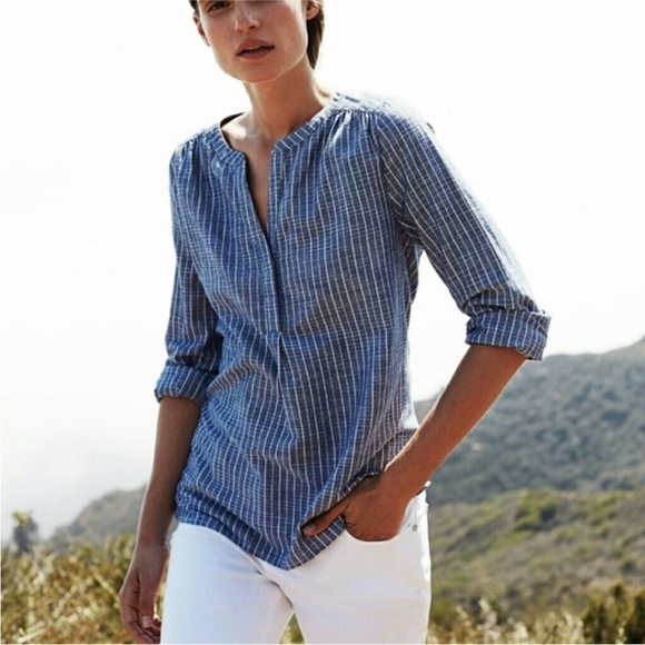 Joie Kalan Striped Chambray Boho Blouse Size Small 100% Cotton Nautical Theme - Picture 16 of 16